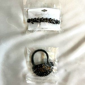 Set of Two Black Crystal Hair Accessories